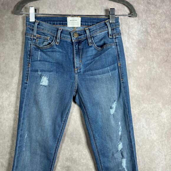 McGuire Pirelli Ankle Roll Jeans Women Size 26 Blue Medium Wash Denim Distressed - Picture 2 of 11